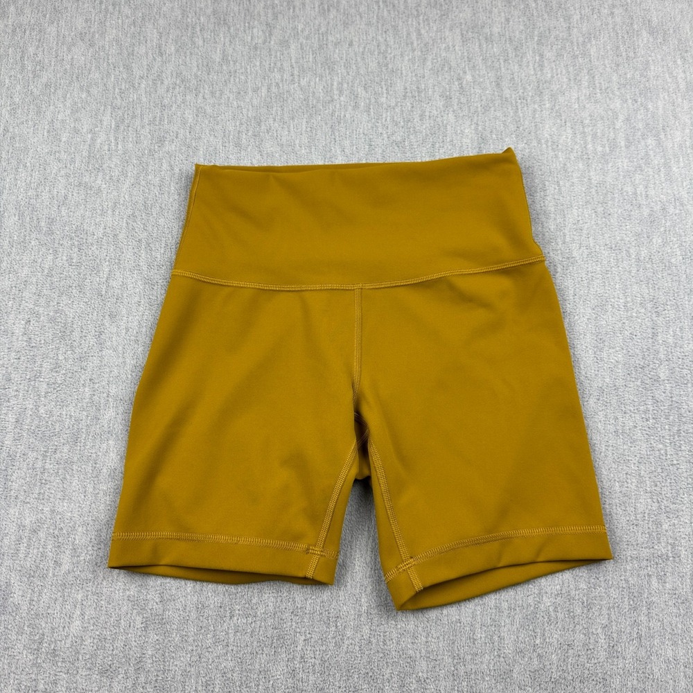 Lululemon Shorts Womens 6 Gold Wunder Train High-Rise 6" Biker Workout Gym Yoga